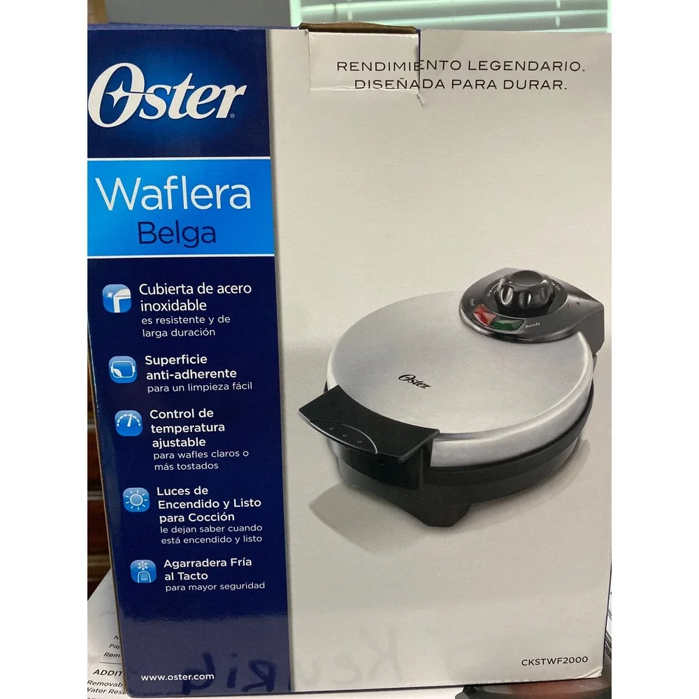 Oster Belgian Waffle Maker Stainless Steel Adjustable Temp CKSTWF2000 New‎